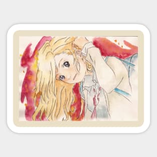 Shigatsu wa kimi no uso kaori watercolor fan art! Sticker